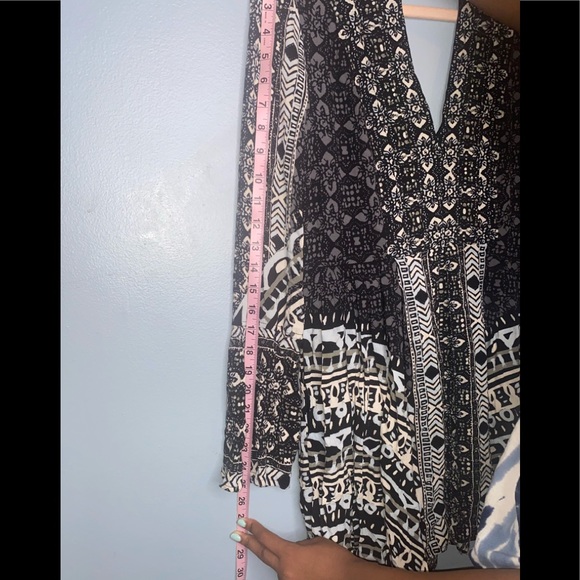 Free People OB565632 Tegan Border Printed Mini Dress in Black Size 4 - Picture 11 of 14